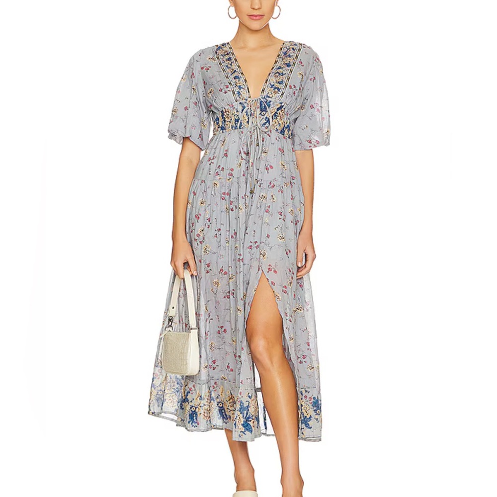 Free People lysette maxi dress in bluebell combo size XS